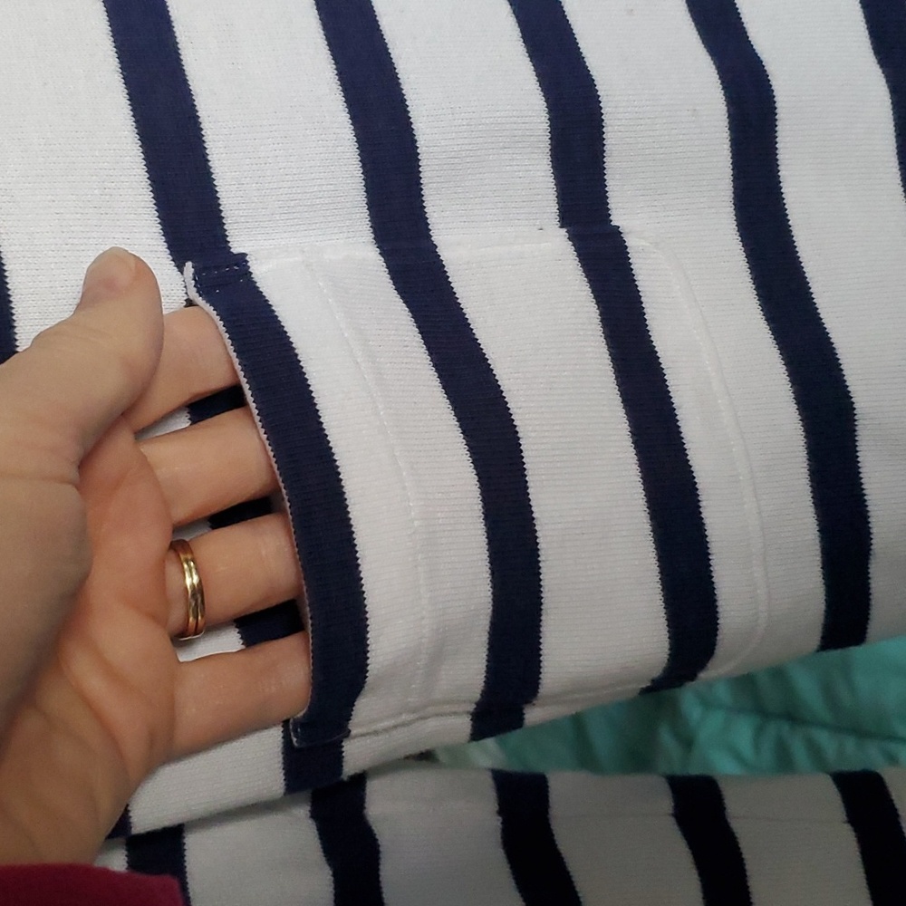 Kate Spade Tropez Nautical Navy Striped Womans Long Sleeve Top Size Medium - Picture 3 of 11